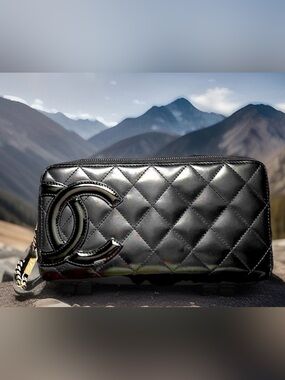 Chanel Authentic Quilted Cambon Zip Around Wallet Dust Bag VGC